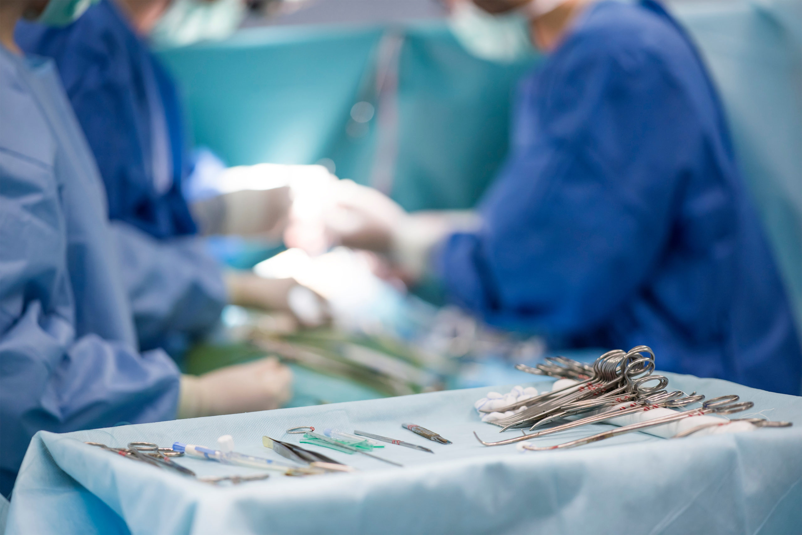 surgical instruments on the table during surgery
